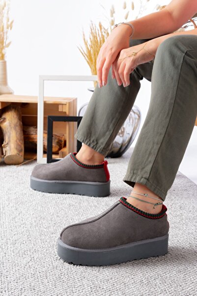 MİSSWEMODASHOES Kalın Tabanlı İçi Kürklü Kadın Kapalı Terlik