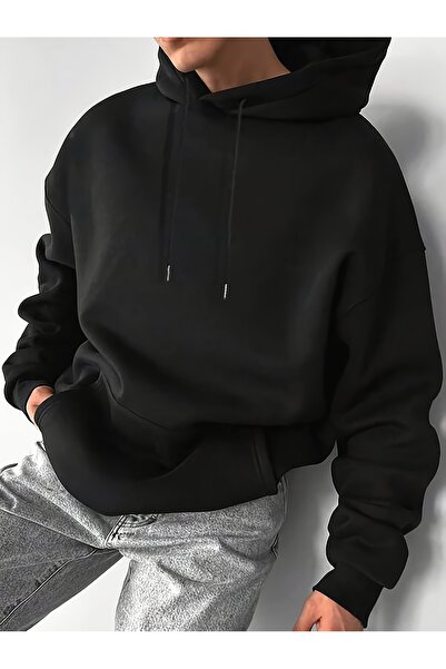 Lider Leather Hanorac unisex cu glugă și buzunar tip cangur, țesătură din bum...