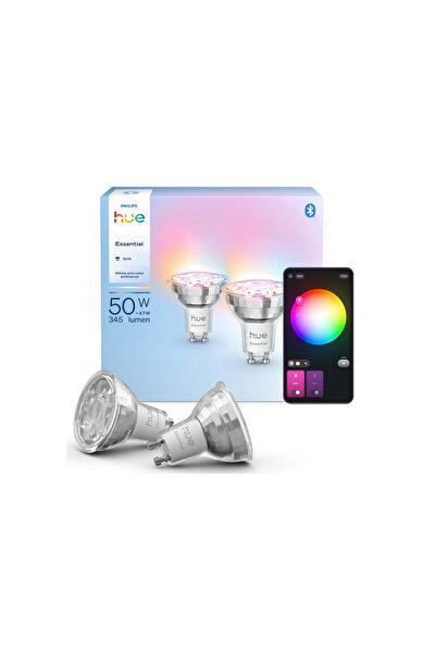 Philips Hue Essential 4.7W GU10 345 Lumen Renkli Akıllı Spot Ampul (2'li Ekopaket)