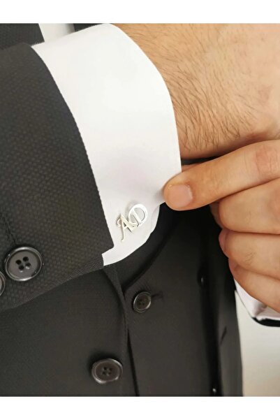 Genel Markalar Gümüş Kaplama 2 Harfli Kol Düğmesi Damat Hediyesi Düğün Nişan ...