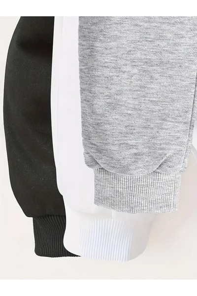 MORNİNG KİDS Fiú-lány gyerek 3 csomagos kapucnis panda mintás pulóver (FEKETE SZÜRKEFEHÉR)