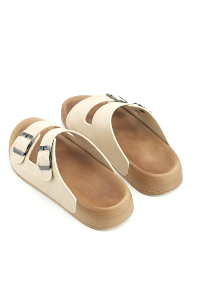 GEZER Дамски летни пантофки от синтетична кожа с две ленти, регулируеми с велкро и удобна подметка за ежедневно носене