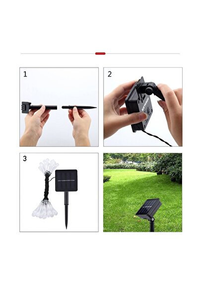 Flippy Christmas Solar Drop String Lights, 50 LEDs, 9.5 m, Cool White, Light Sensor,