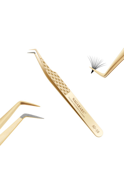 Choice4 ملقط AG-10 NAGARAKU ذو طرف ليفي دقيق لتمديدات الرموش، ملقط رموش احترا...