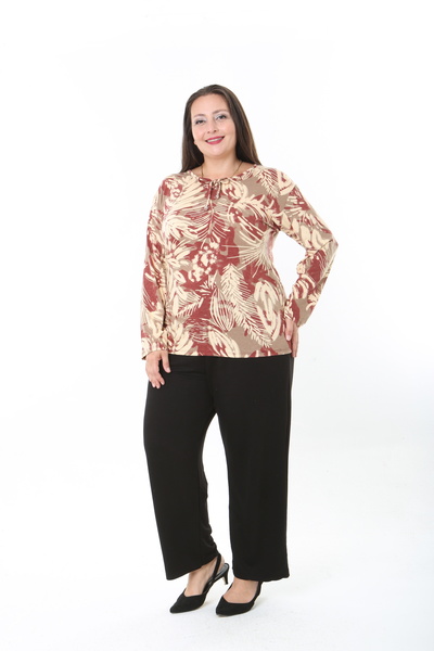XL Modam Women's Patterned Lycra Wool Viscose Blouse