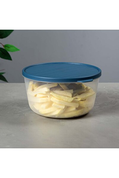 devigo Round Storage Container – with Lid – Transparent, Bpa-Free, Leak-Proof 2.2 Liters Gray