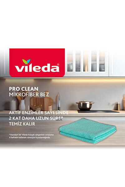Vileda 2 Pack of 3 Pro Clean Microfiber Cleaning Cloths with Enzyme Technology