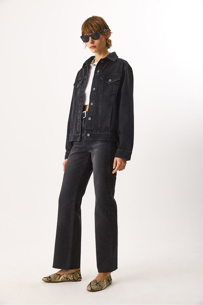 VENA Maya Black 100% Cotton Jean Jacket - Black