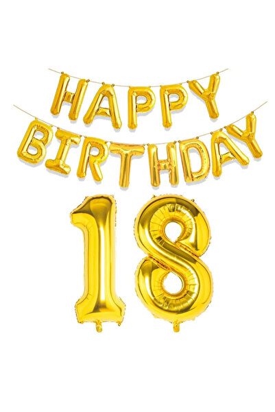 Choice24 Other As the picture BIRTHDAY 18 15 Pcs Gold Happy Birthday With Num...