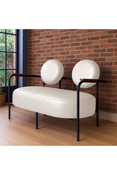 Azra Mobilya Venüs İkili Koltuk Krem – Modern Tasarım, Deri, Ofis, Kuaför ve ...