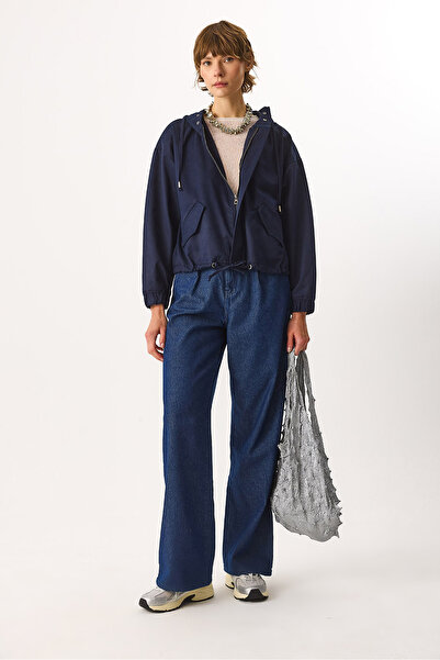 VENA Meggy Hooded Windbreaker Jacket - Navy Blue