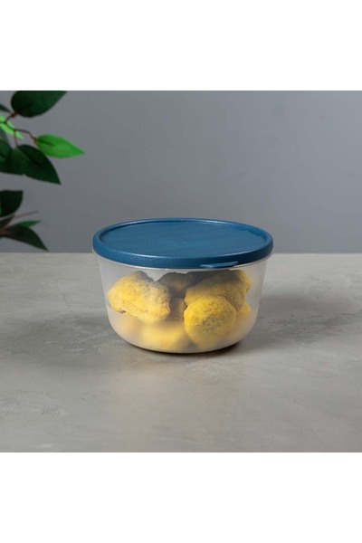 devigo Round Storage Container – with Lid – Transparent, Bpa-Free, Leak-Proof 1 Liter Dark Blue