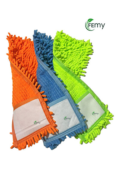 Femy 3 Adet Makarna Mop Mikrofiber Yedek Paspas Temizlik Bezleri Standart Tüm...
