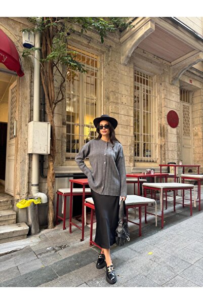 Lamierra Ribbed Oversize Women's Knitwear Cardigan