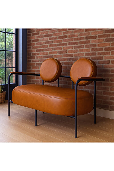 Azra Mobilya Venüs İkili Koltuk Taba – Modern Tasarım, Deri, Ofis, Kuaför ve ...