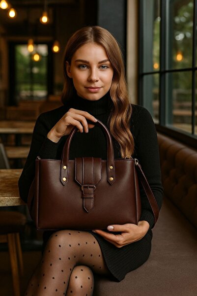 ESTUTE Women's Stylish Leather Look Shoulder and Hand Bag - Makeup Bag Gift