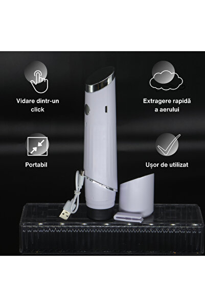 OEM Aparat de etanșat alimente în vid, portabil, fără fir, compact, 5 pungi reutilizabile, încărcare USB-C, plastic, alb