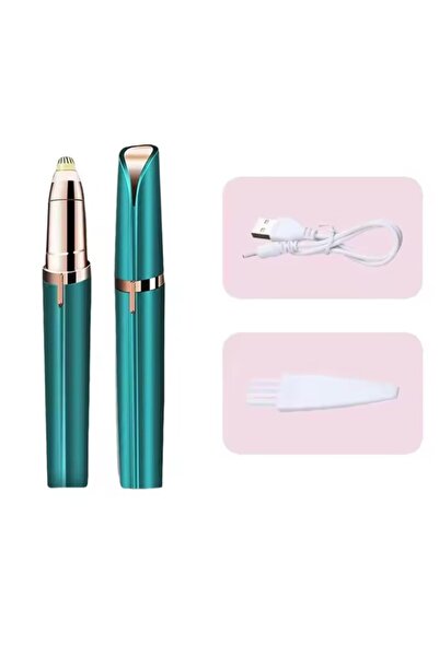 Flippy Facial Trimmer for Eyebrows, USB Rechargeable, 1.5 x 13 cm, ABS, Green