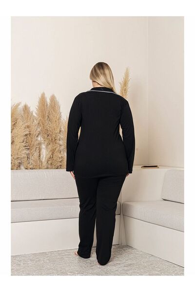 FORMO 100% Cotton Piping Shirt Collar Buttoned Long Sleeve Women's Pajama Set