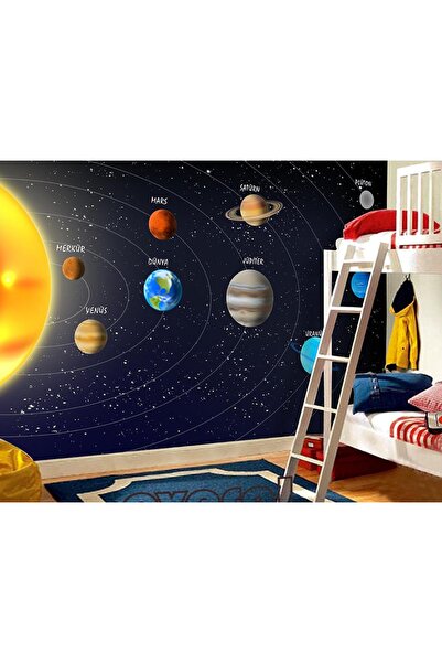 Özel Duvarlar Güneş Sistemi ve Gezegenler Çocuk Odası Eğitici Duvar Kağıdı