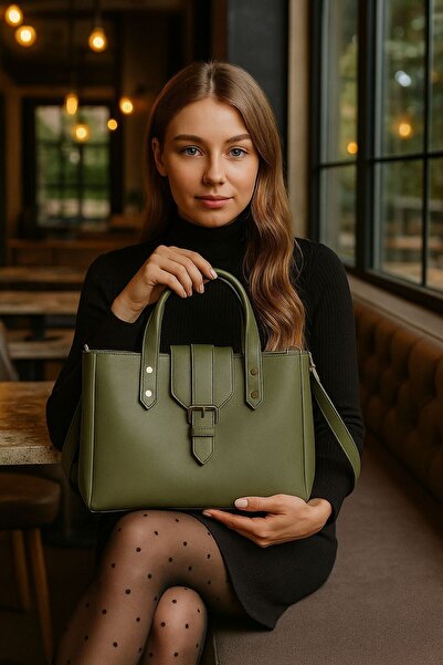 ESTUTE Women's Stylish Leather Look Shoulder and Hand Bag - Makeup Bag Gift