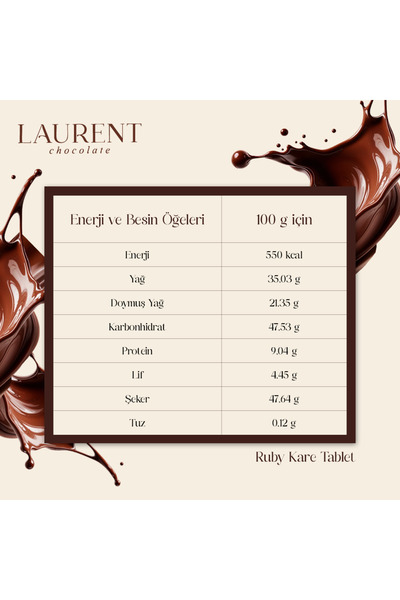 LAURENT CHOCOLATE Ruby Tablet Çikolata 50 g x 2 Adet