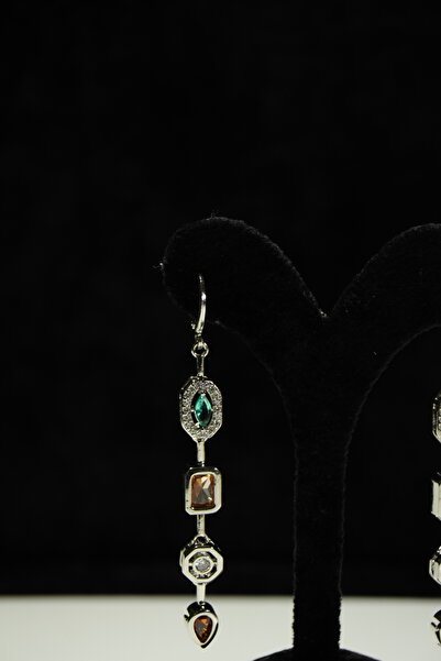 Rumon Steel Long Dangle Zircon Stone Earrings