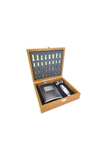 Doty Set elegant de cadou cu joc de șah, termos de 150 ml, pahar de shot și u...