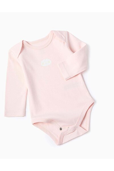 Ziddy Pack of 4 Cotton Bodysuits for Baby Girls 'Moon & Star', White/Pink