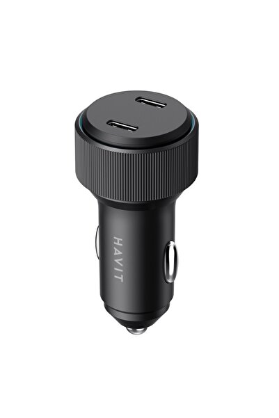 Havit Car Charger Fast Charge, 2x Type-C, PD30W, 3A, CC2014, Black