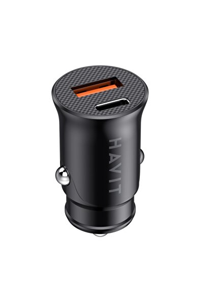 Havit Car Charger Fast Charge, USB, Type-C, PD20W, 3A, PC, CC2022, Black