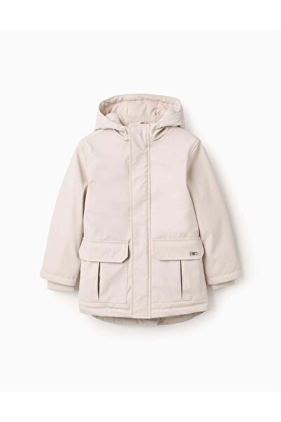 Ziddy باركا مطاطية بغطاء رأس وبطانة جيرسي للأولاد، بيج