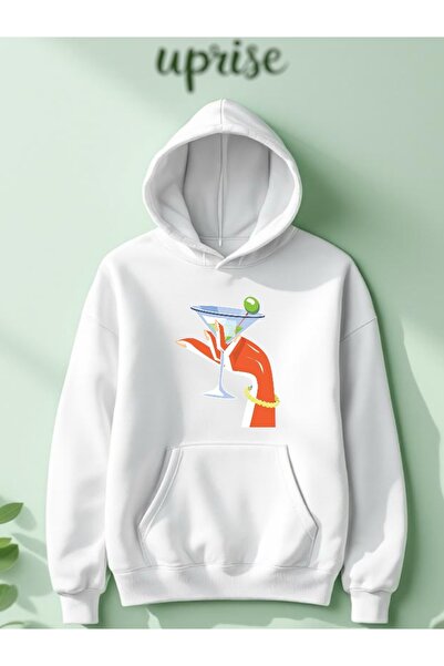 Vordevia Hanorac Drink cu imprimeu Cotton 3 Thread O supradimensionat