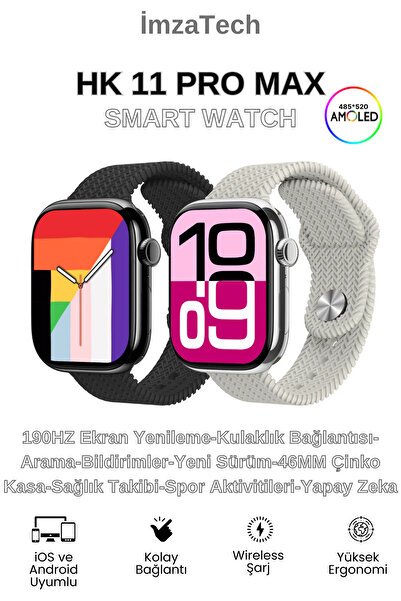 İmza Akıllı Saat HK 11 PRO MAX Amoled Ekran Smart Watch Yeni Sürüm Tüm Akıllı...