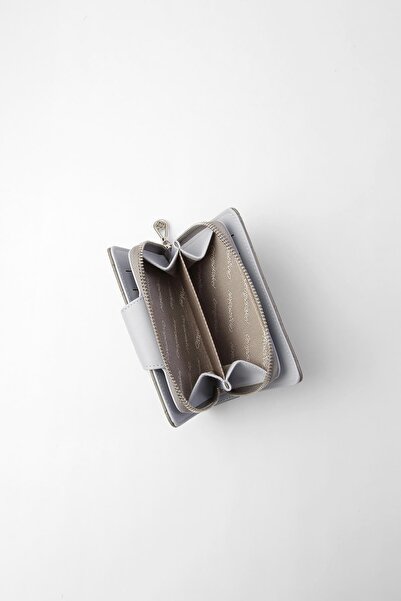 CENGİZ PAKEL Cengiz Pakel Small Size Patterned Women's Wallet/Portfolio - 65304 - Grey/Ice Blue