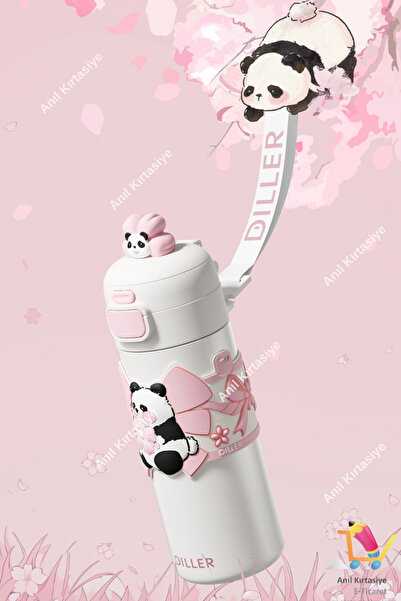 Vagonlife Di̇ller 480 ml Double Use Thermos with Straw & Comfortable Drinking Wrist Strap