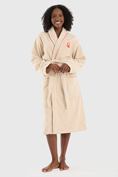 Benetton Home Μπουρνούζι Ανδρικό Γυναικείο Unisex Μπεζ 100% βαμβάκι