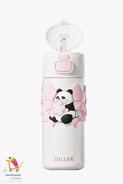 Vagonlife Di̇ller 480 ml Double Use Thermos with Straw & Comfortable Drinking Wrist Strap