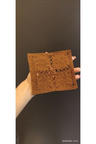 Gönülden Tasarım APLIQUĂ DE ÎMBRĂȚIRE TRICOTAT MAȘINĂ CU MOTIVE DE 4 PENTRU CUCIT 14X12 CM MARO