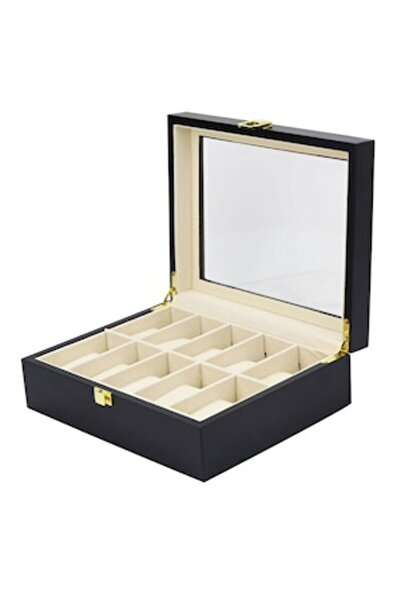 Doty Cutie de depozitare și organizare de lux pentru 10 ceasuri, lemn de înal...