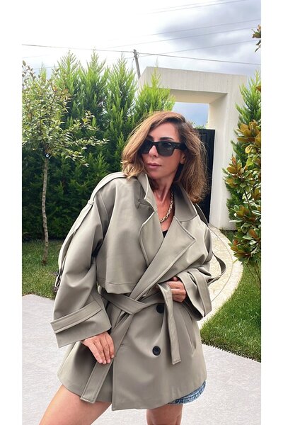 ABBRA Women's Oversize Short Trench Coat