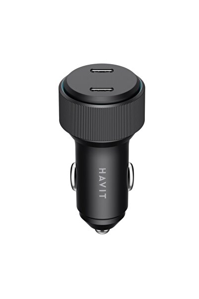 Havit Car Charger Fast Charge, 2x Type-C, PD30W, 3A, CC2014, Black