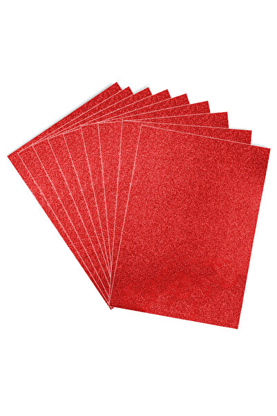 Muka Simli Kırmızı Tek Renk Eva Tabaka 50x70 Pakette 10 Ad.