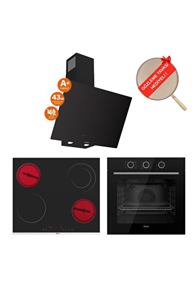 Ferre FryArt&FlowArt Veloria Sessiz Davlumbaz Elektrikli Siyah Ank. Set (D077...