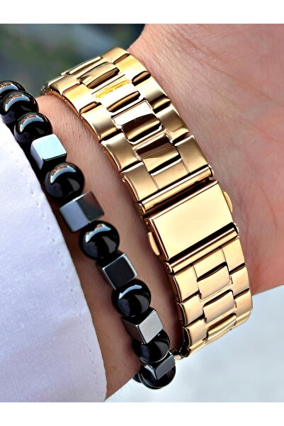 Tisaati Special Design Eşref Single Watch Model Metal Band Men's Wristwatch with Calendar - Gift Bracelet