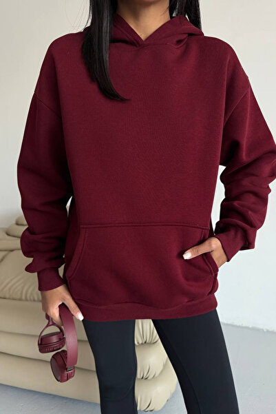 Neşeli Butik Women's Hooded Kangaroo Pocket Oversized Sweatshirt Nbg109