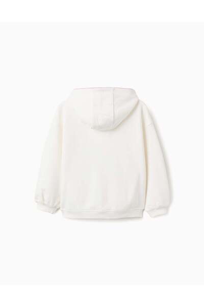 Ziddy Cotton Hooded Sweatshirt for Girls 'Stitch', White