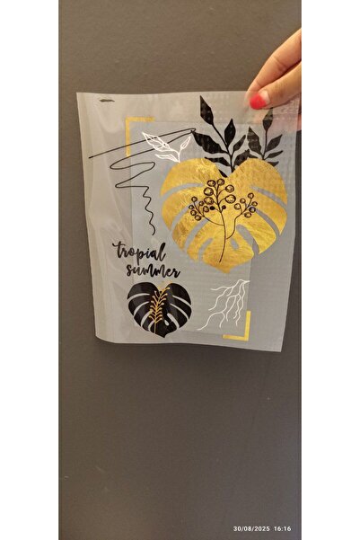 Gönülden Tasarım Țesătură de transfer cu imprimare cu model de frunze, care se atașează cu fier de călcat, 25X20 CM