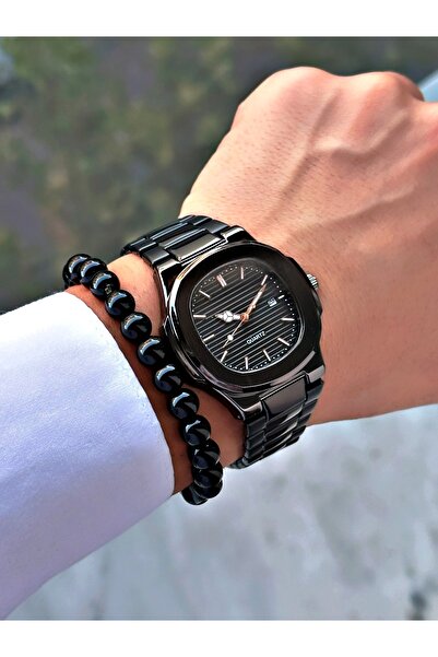 Tisaati Special Design Eşref Single Watch Model Metal Band Men's Wristwatch with Calendar - Gift Bracelet