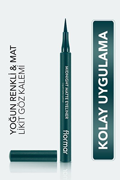 Flormar Mat Likit Kalem Eyeliner (YEŞİL) - Midnight Matte Eyeliner - 004 Green - 8690604641673